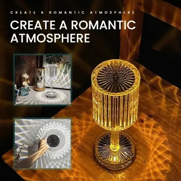 Diamond Table Lamp Crystal Touch Control Color Changing Light Romantic Bar Atmosphere Lamp Acrylic Usb Rechargeable Night Light