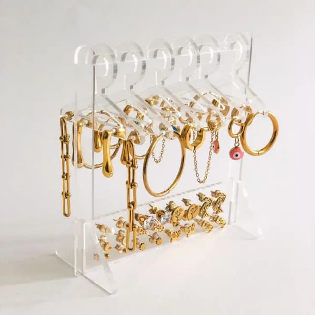 Clothes Hanger Design Clear Jewelry Display Rack, Creative Clear Jewelry Organizer