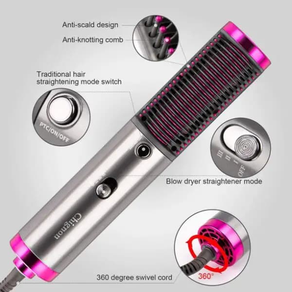 New Hot Air Hair Dryer Brush 3 In 1 Hair Blow Dryer Straightener Volumizer Negative Ion Styler Comb Kit For Wet Dry Hair