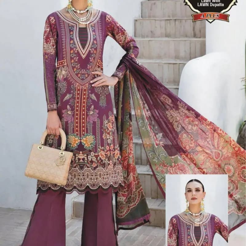 3pcs lawn unstitched suit