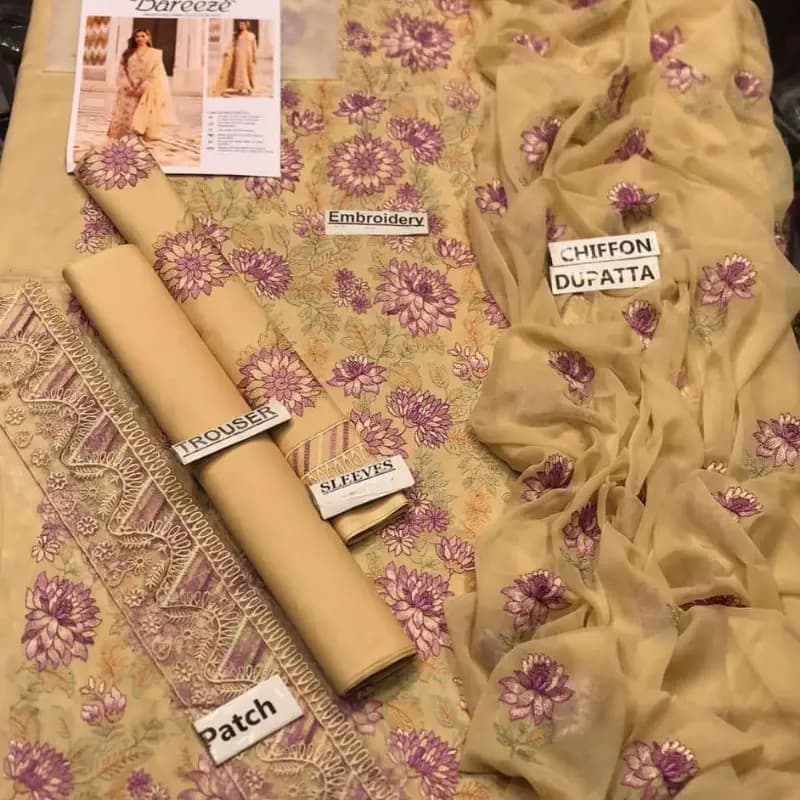 Bareeze 3 pcs luxury embroidered suit